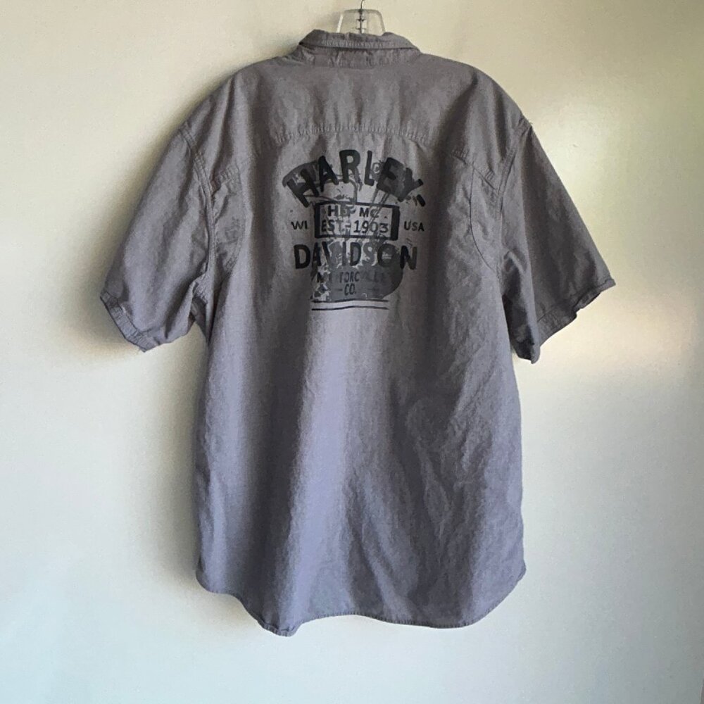 HARLEY DAVIDSON Men's Button Up Mechanic Shirt Size XXL  Short sleeve